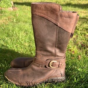 Merrell Captiva Brown Leather Buckle Down Boots in Espresso Weatherproof